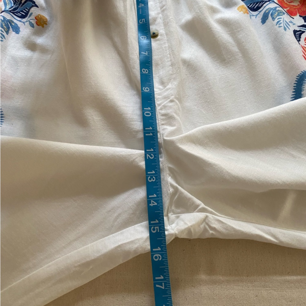 Anthropologie White Blue Orange Floral Print Pajama Pants XL - Picture 13 of 16